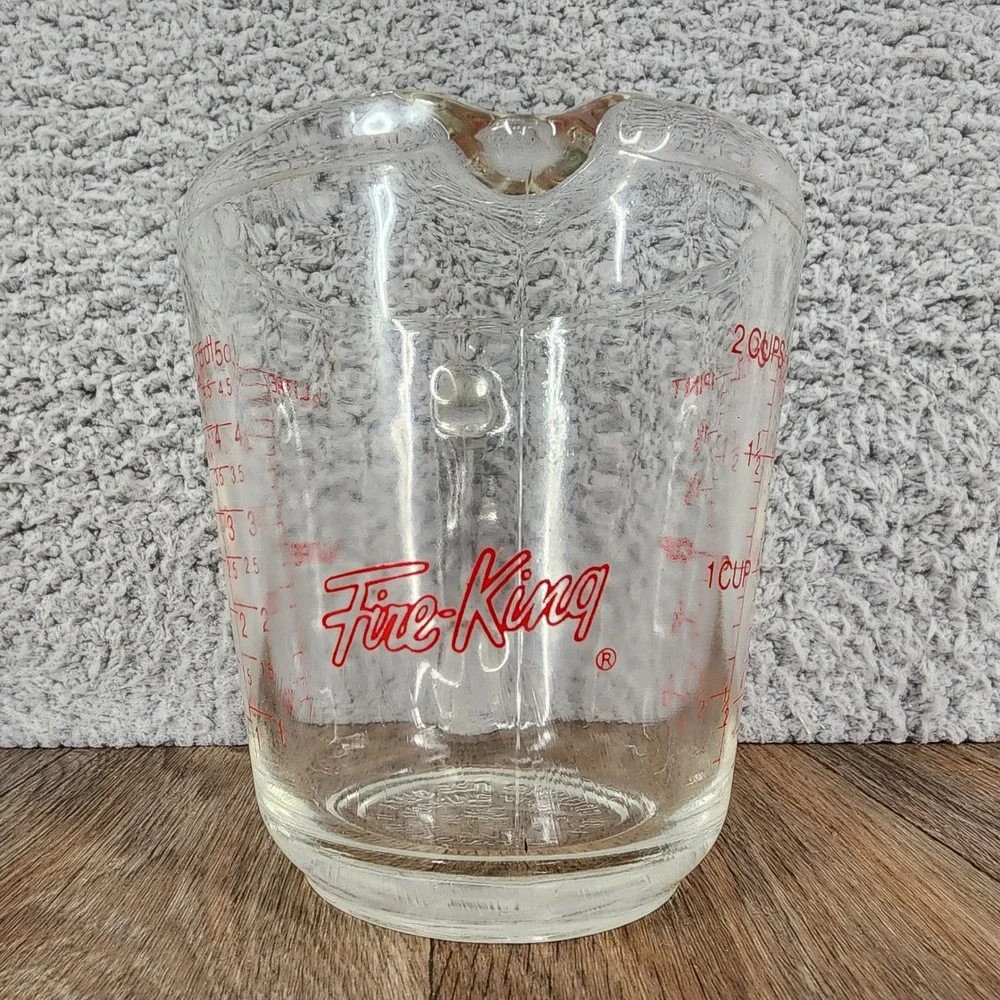 Vintage Fire-King 2 Cup Glass Measuring Cup #498 Red‎ Lettering Anchor Hocking
